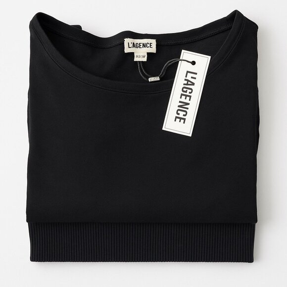 L’AGENCE Kimora Ballet Neck Black Sweatshirt New With Tags Size Small - Picture 13 of 16